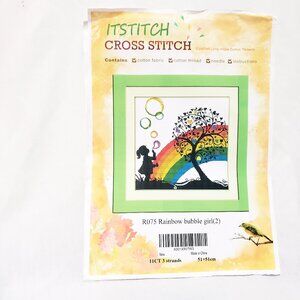 Rainbow Bubble Girl Cross Stitch Kit Itstitch R075 Egyptian Cotton Threads